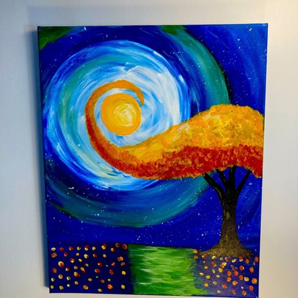 Original acrylic painting 16 x 20 bright fantasy